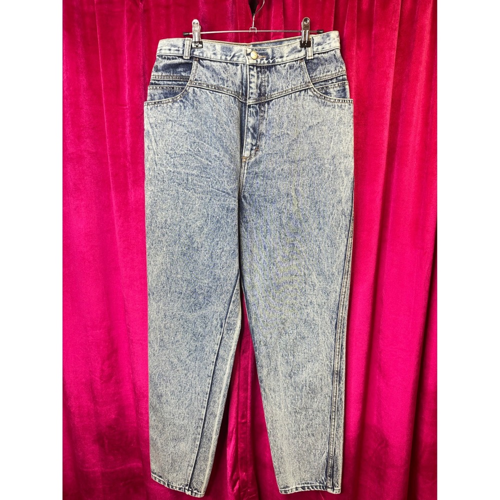 PS Gitano Vintage Women Acid Wash High Rise Tapered Leg Denim Jeans 14 Long
